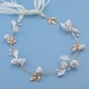 SELFCLOUD Flower Crown Headband with Pearls for Wedding, Birthday Party, Bridal Shower, Graduation (Gold, D2815)
