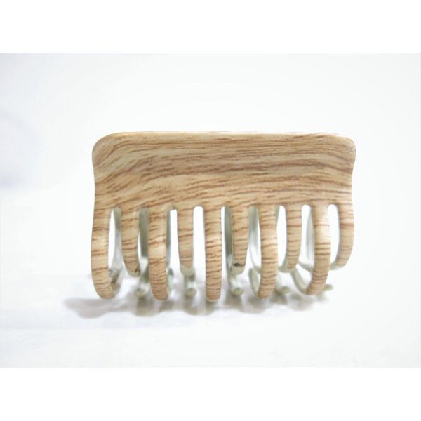 Generic Faux bamboo wood medium/small metal double grip hair claw clip barrette