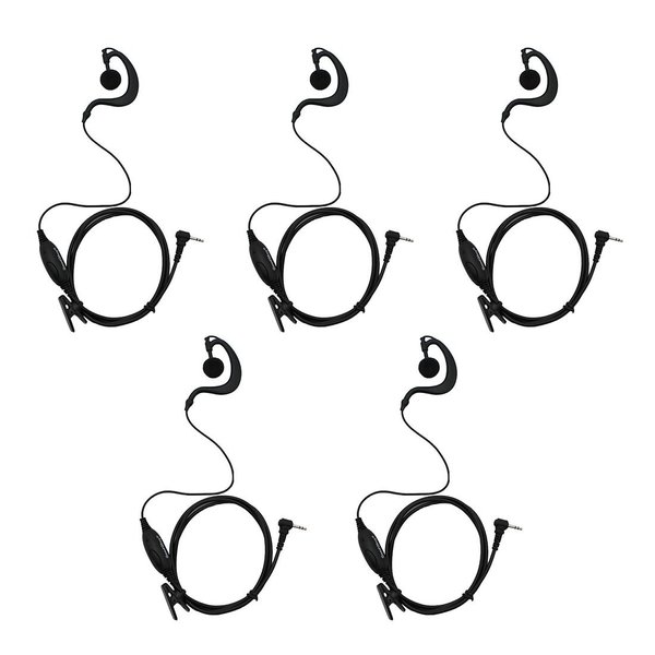 GoodQbuy Two Way Radio G Shape Clip-Ear Headset Earpiece with PTT is Compatible with Motorola MH230R MS350R MT350R (Pack of 5)