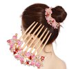 Sankuwen Women Rhinestone Inlaid Butterfly Hair Comb Hairpin Barrette Accessory (Style-B,Pink)