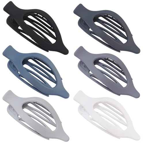 CHANDAT Flat Hair Clips 6 pcs Lay Down Claw Clips French Concord Hair Clips for Thick Hair Alligator Hair Clips for Thin Hair Duck Bill Hair Barrettes Hair Accessories for Women - Grey