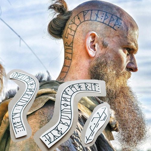 Floki Inspired Temporary Tattoos - Floki Viking Head Runic Tattoos/Floki Costume/Runes Viking