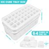 Ice Trays for Freezer with Lid & Bin, Ice Cube Tray Making 64 pcs Ice Cubes, Easy Press to Release Ice, Ice Tray with Storage Bin Chilling Cocktail Whiskey Coffee 2 Trays 1 Ice Bucket & Scoop (Black)