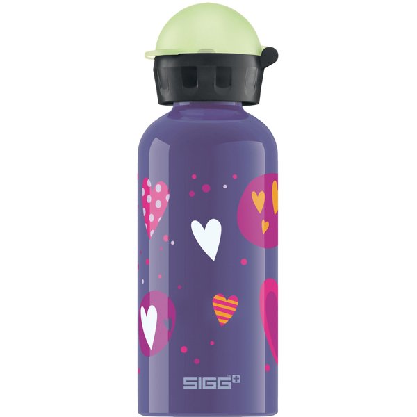 SIGG - Kids Water Bottle - Glow Heartballoons - Leakproof - Lightweight - BPA Free - Aluminum - 13 Oz