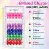 Colored Cluster Lash Extensions 120Pcs 40D 14mm 16mm Mixed Rainbow Colorful Individual Eyelash Salon Party White Purple Pink Cluster Eyelash