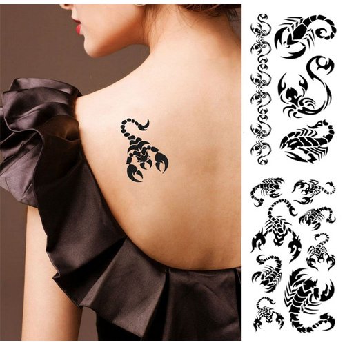 Yesallwas Black Bracelets Scorpion Totem Tattoo Stickers Temporary Tattoos Fake Tattoos 4 Sheets