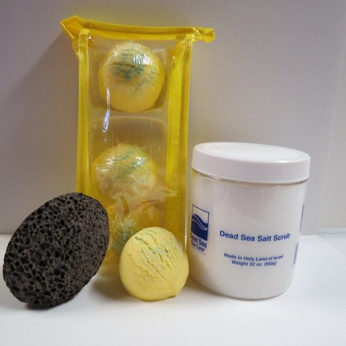 Bath Bomb Products - Bubble Bath Truffles: Lemmon Verbena 3 Pack Bath Truffles, 32 oz Serenity Dry Salt Scrub and Pumice Stone by Dead Sea Spa Care, Bubble Bath, Bubble Truffles, Bath Truffle