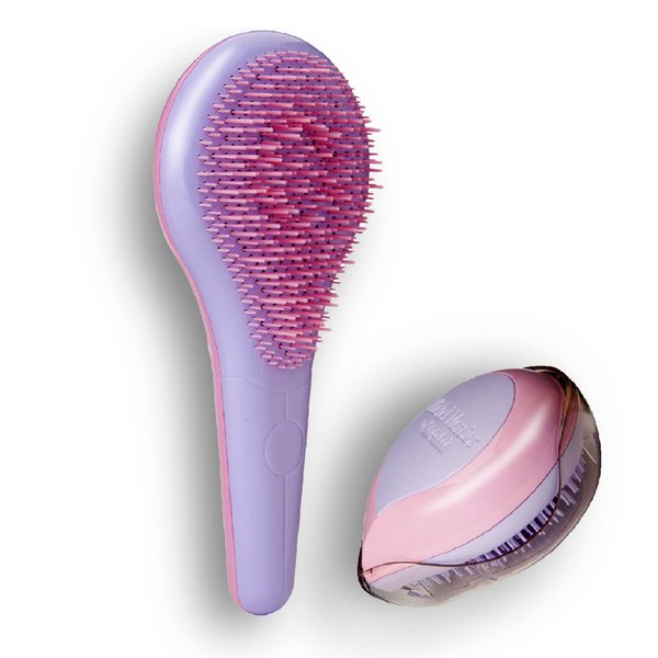 Michel Mercier Detangling Brush Set [NEW PASTEL COLLECTION] - Wet Dry Detangling Brush Kit For Long Short Hair - Great Detangler Brush For Kids Too! - Full And Travel Size Brush Included (Fine Hair)