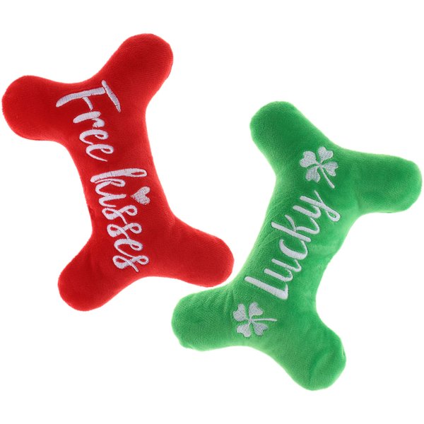 Valentines St Patrick's Day Dog Toy, Plush Pet Squeaky Bone Toys for Puppy