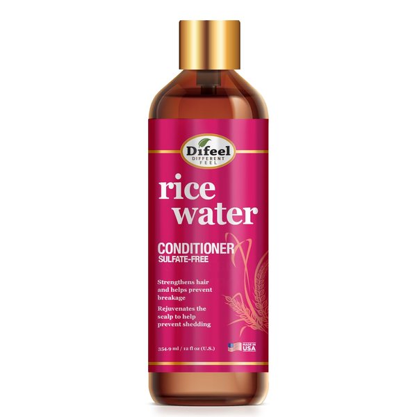 Difeel Rice Water Conditioner 12 oz. Strengthening, Sulfate Free Natural Hair Conditioner