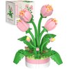 PieceRelax Flower Bouquet Building Decoration Set - Artificial Flowers Mini Bricks Potted Tulip Home Accessories or Best Gift Valentine Décor for Him and Her Botanical for Adults [KZ1030]