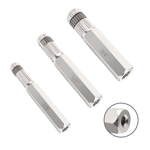 2025 Upgrade 3-Piece Internal Pipe Wrench Set, Pipe Nipple Extractor Set with Bottom Hex Notch, 3/8", 1/2" and 3/4" Pipe Capacity, Perfect for Allen Wrench Tools, Easy Internal Grip to Extract Nipples