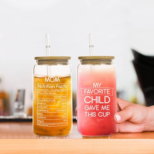 Birthday Gifts for Mom From Daughter Son Kids - 16OZ Iced Coffee Cup for Mom Gifts From Daughters - Mom Birthday Gifts From Daughter, - New Mom Gifts For Women After Birth - Mom gift for Mothers Day