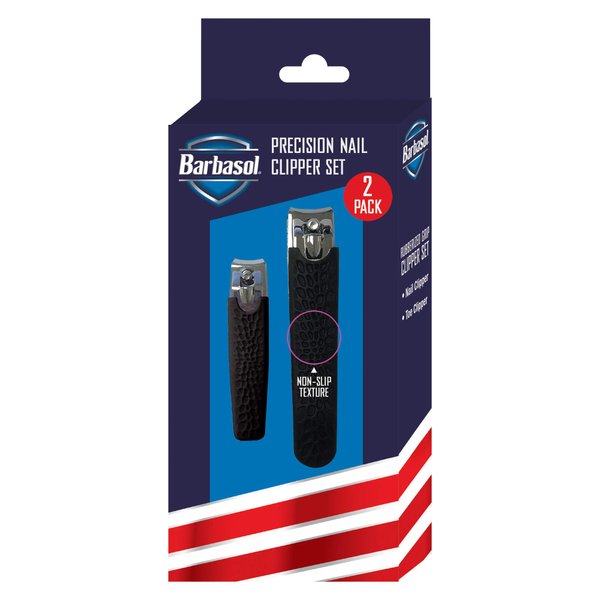 Barbasol Precision Non Slip Stainless Steel Nail Clipper Set (2 Pack)