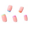 Rainbow French Nail Tips for Women Girls Press on Nails Acrylic Fake Nails with Design Medium Square Oval False Nails with Nail Glue Adhesive Tabs Nail File