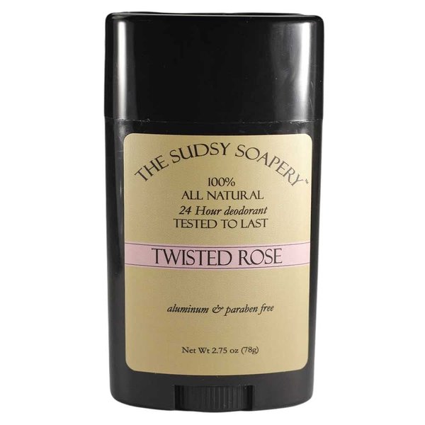 SUDSY SOAPERY NATURAL TWISTED ROSE STICK DEODORANT, ALUMINUM AND PARABEN FREE, 2.75 OZ (78G)