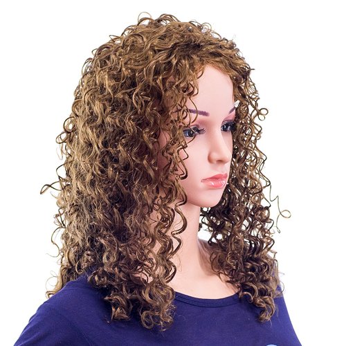 SWACC 20-Inch Long Big Bouffant Curly Wigs for Women Synthetic Heat Resistant Fiber Hair Pieces with Wig Cap (Light Dirty Brown-12#)