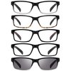 GUD Reading Glasses 5-Pack Readers Spring Hinge Reading Eyeglasses for Men Women +2.00