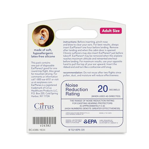 Original Child EarPlanes by Cirrus Healthcare Ear Plugs Airplane Travel Ear Protection 1 Pair, Size-Small