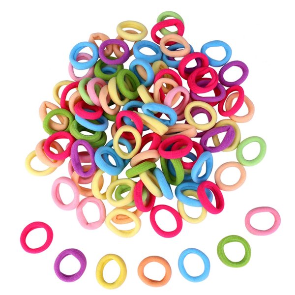 Mini Hair Bands for Girls, Zingso Colored Soft Small Tiny Elastic Hair Ties Rubber Bands Hair Bands Ponytail Holders for Baby Kids Girls (Colourful (100PCS))