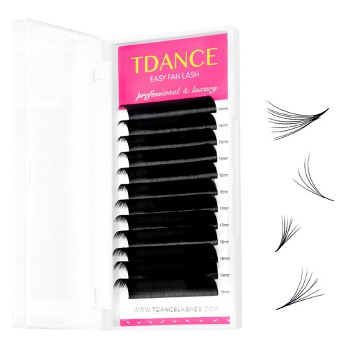 TDANCE Eyelash Extension Supplies Rapid Blooming Volume Eyelash Extensions Thickness 0.07 CC Curl Mix 14-19mm Easy Fan Volume Lashes Self Fanning Individual Eyelashes Extension (CC-0.07,14-19mm)