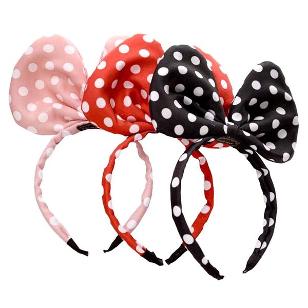 Suoirblss 3 PCS Satin White Jumbo Polka Dot Bow Headband Tiara Hair Band