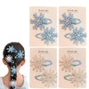 8PCS Princess Snowflake Hair Clips Blue White Christmas Hair Accessories for Women Xmas Sparkly Rhinestone Hair Barrettes Snowflake Hairpins Holiday Festive Party Gifts Decorations