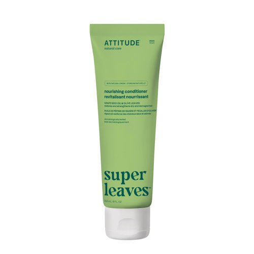 ATTITUDE Nourishing Hair Conditioner, For Dry and Damaged Hair, Naturally Derived Ingredients, Vegan Detangler, Dermatologically Tested, Grapeseed Oil and Olive Leaves, 8 Fl Oz