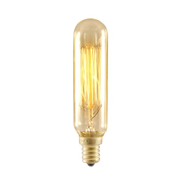 Bulbrite 132506 NOS25T6/SQ/E12 25-Watt Nostalgic Incandescent Edison T6 Tube, Vintage Thread Filament, Candelabra Base, Antique (Pack of 2)