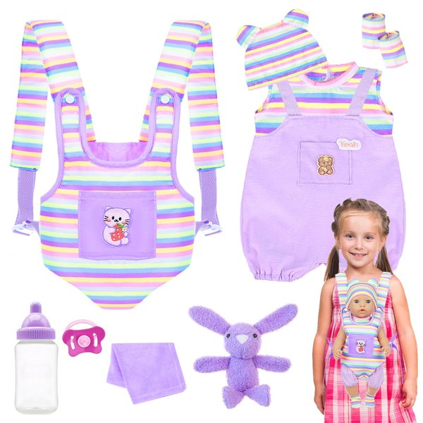 K.T. Fancy Baby Doll Carrier for 16-18 Inch Doll, Reborn Baby Doll Carrier with Doll Accessories for Doll Toys, Doll Carrier for Girls and Boys