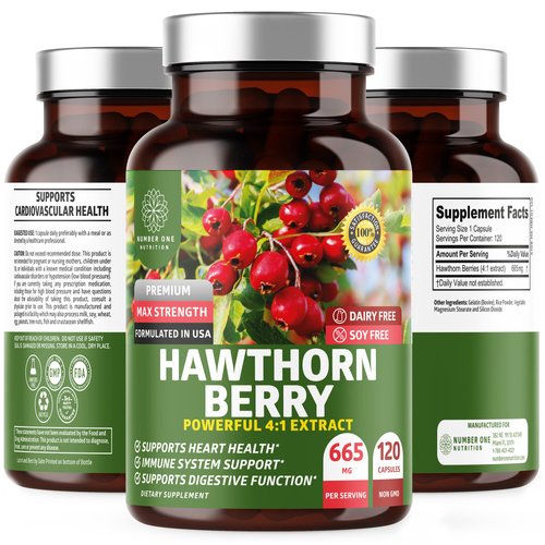 N1N Premium Hawthorn Berry Capsules [Max Strength, 2660mg] All Natural Hawthorn Extract Supplement to Support Heart Health and Immunity, 120 Caps