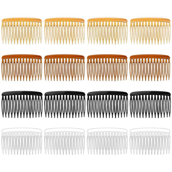 Andibro 12Pcs 14 Teeth Hair Side Combs, French Hair Side Combs for Women French Twist Hair Clips Plastic Twist Decorative Comb for Girls Fine Thin Hair Bridal Wedding Veil
