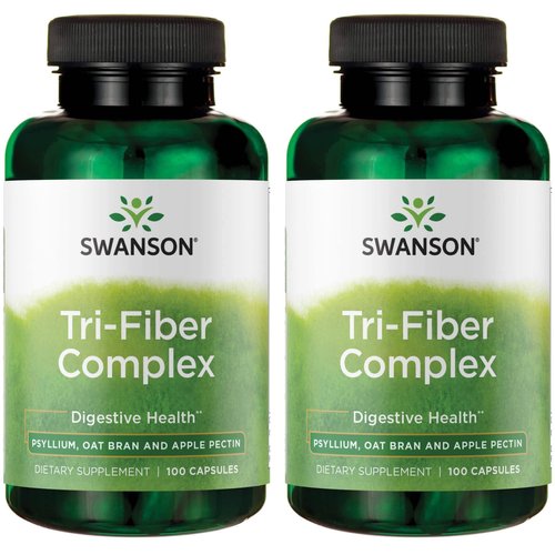 Swanson Tri-Fiber Complex - Made with Psyllium, Oat Bran, & Apple Pectin - (100 Capsules) 2 Pack