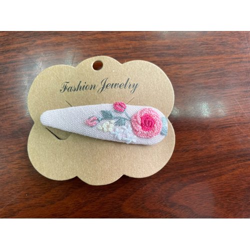 Set of 2 Cute Handmade Embroidery Hair clips, Vintage Embroidered Rose Flower Hair clips, Floral Hair Clips, Gift Daughter, Teenager, Woman, Girlfriend, Wife, Unique Hair Accessory, Pink, HC18