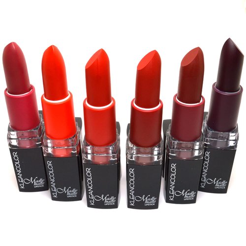 Kleancolor 6 Set of Madly Matte Lipstick Rose Orange Dark Red Scorch Lip Stick LSMIX01 + Free Zipper Bag