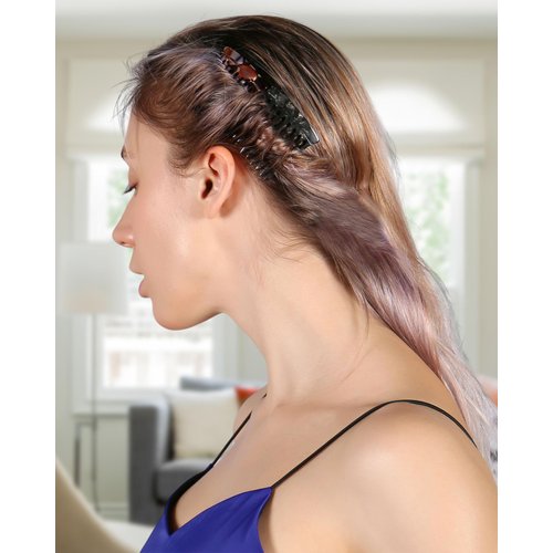 HYFEEL Hair Side Combs - Small French Side Hair Comb Clips for Women Decorative Bun Twist Hair Styling Accessories -4 Pcs (Black, Brown Onyx)