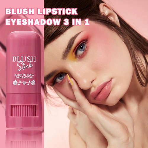 Cream Blush Stick Multi-Use Makeup Blush Stick for Lip and Cheeks Tint Solid Moisturizer Waterproof Cream Blush Natural Face Blush Makeup for All Skin Tones-04 Rose Pink
