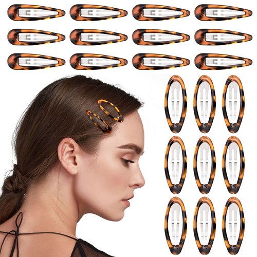 CustomyLife 28pcs Tortoise Snap Hair Clips for Women, Non-Slip Classic Oval Hair Pin Barrettes Alligator, Rustproof Vintage Alloy Hair Accessories for Various Hairstyles