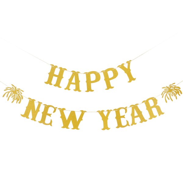 Gold Happy New Year Banner 2025 New Years Banner New Year Eve Banner 2025 Happy Nye Banner 2025 for Happy New Year Party Decorations 2025, New Years Eve Party Supplies 2025