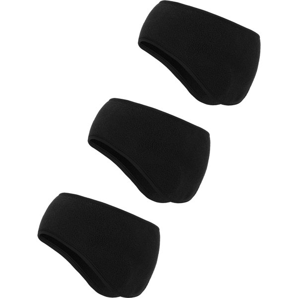 BBTO 3 Pcs Ear Warmer Fleece Headbands Ear Muffs Winter Running Gear for Women Men Adult(Black)