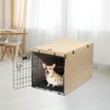 X-ZONE PET Double Door Dog Crate Cover - Polyester Pet Kennel Cover (Fits 24 30 36 42 48 inches Wire Crate) (30Inch, Tan)