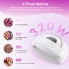 320W UV LED Nail Lamp, Professional UV Nail Dryer Light with 84Pcs Lamp Beads, Fast Gel Curing Lamp 4 Timer Setting Auto Sensor, Portable Handle Gel Polish Lamp for Salon and Home Nail Art Tools