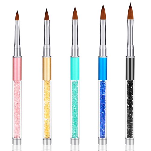 Honoson 5 Pieces Acrylic Nail Brush Set UV Gel 3D Nail Brushes Salon Using Acrylic Manicure Brush, Size 4, 6, 8, 10, 12