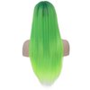 BERON Green Ombre Wigs Straight Long Hair Wigs with Bangs Women Fashion Heat Resistant Synthetic Natural Looking Wig for Cosplay Party or Daily Use