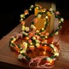 Novelty Place 4Pcs Light Up Flower Crown Headbands - LED Floral Wreath Crown LED Hair Accessories for Girls, Women Wedding, Birthday, Festival Party