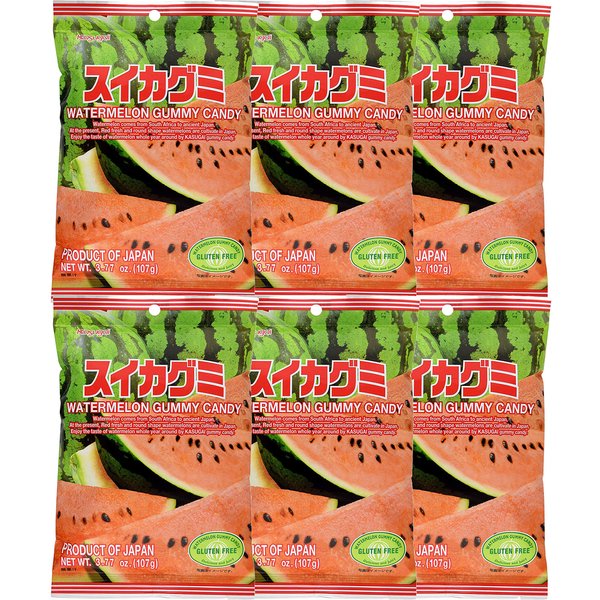 Kasugai Watermelon Gummy Candy 3.77oz (6 Pack)