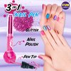 Nail Polish Pens Kit for Girls Ages 7-12, FunKidz Nail Pen Combo Kit Teen Gift Peelable Nail Art Studio Set with Cool Girly Decoration Stuff Pearl Beads, Glitter, Nail Stickers, Nail File, Gems