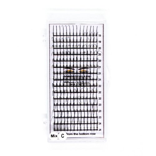 Single Spike Wispy Lashes. Mixed lengths,. Premade Eyelash Extensions. (D Curl, 19 to 24mm)