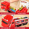 ITEFDTUTNE Carrier Truck Race Car Track Set for Toddlers Toys, 4 FT Race Track and 6 Die-Cast Toy Cars, Truck Toy with Lights & Sounds Xmas Gifts for 3 4 5 6 7 8 Years Old Kids Boys Girls (Red)