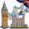 TOY Life 3D Puzzles for Adults and Kids UK - Educational Puzzles - Architectural Puzzles for Adults - Model Building Kits - 3D Model Set Big Ben, London Bridge, Tower of London for Kids Ages 8-10-12